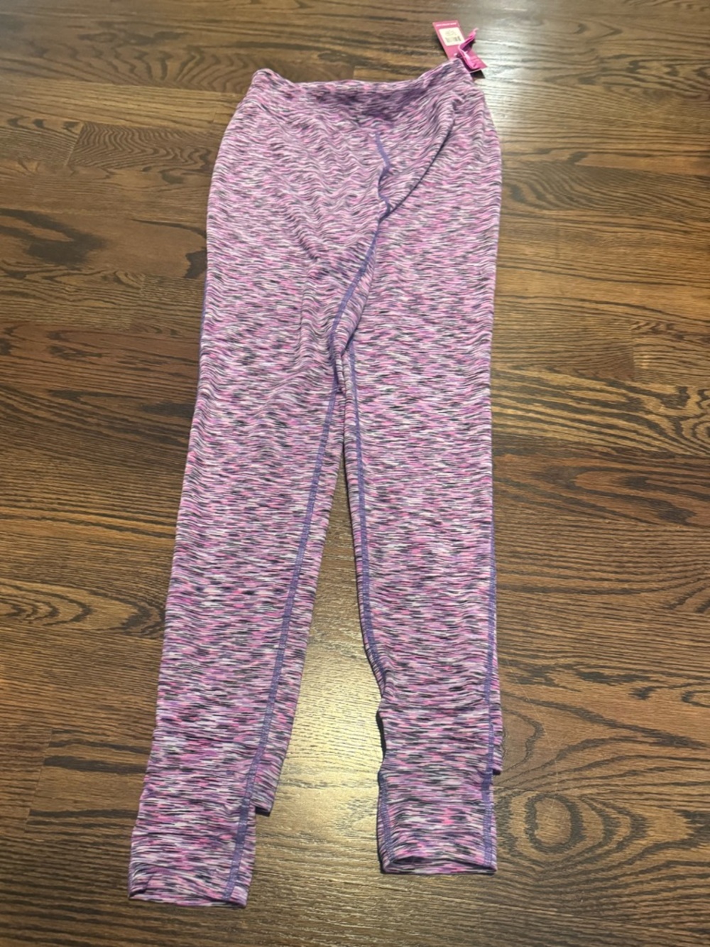 Soybu Pink Space-Dye Leggings with Purple Stitching